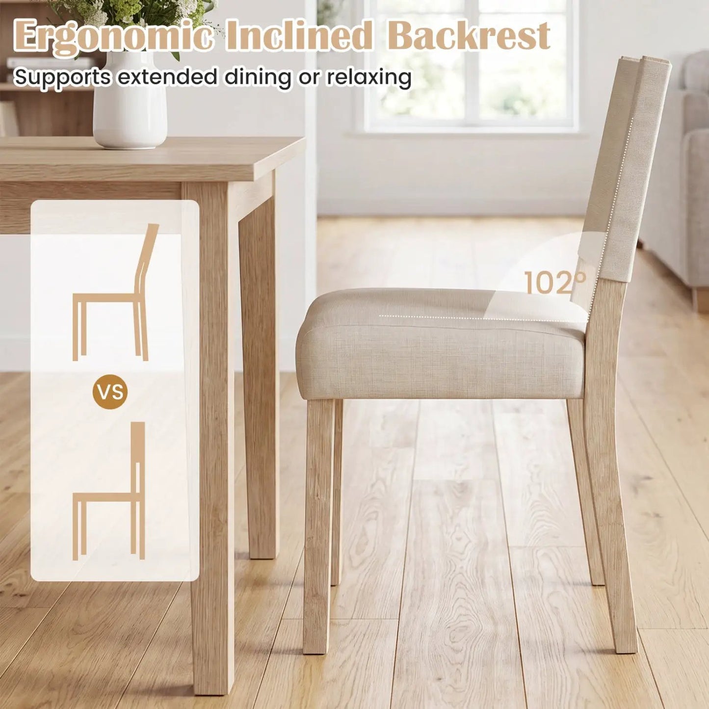 Upholstered Dining Chairs Set 4 Rubber Wood Legs
