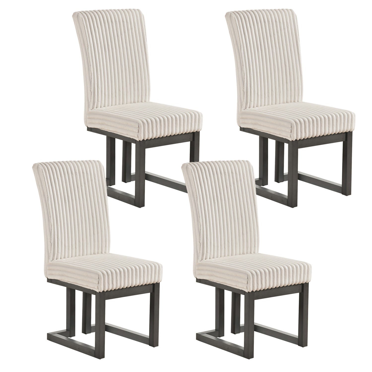 Dining chairs set of 4 by DirectDeals in beige upholstery with rubber wood legs on Tampa Home & Garden Store