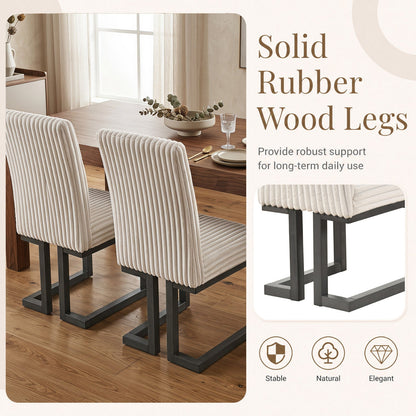 Upholstered dining chairs set of 4 with ribbed beige fabric and rubber wood legs on Tampa Home & Garden Store
