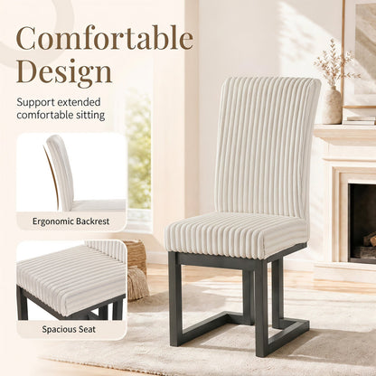 Upholstered dining chairs set of 4 with ribbed fabric and rubber wood legs DirectDeals on Tampa Home & Garden Store