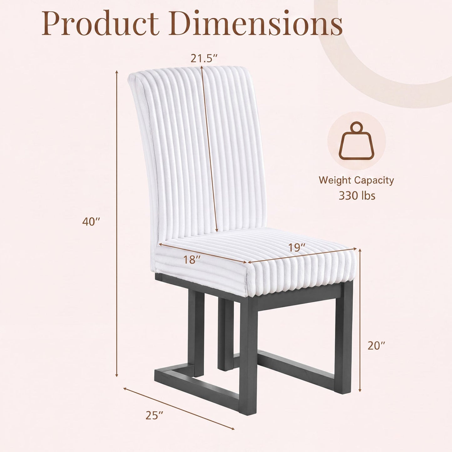 Upholstered dining chair DirectDeals white ribbed fabric with rubber wood legs on Tampa Home & Garden Store