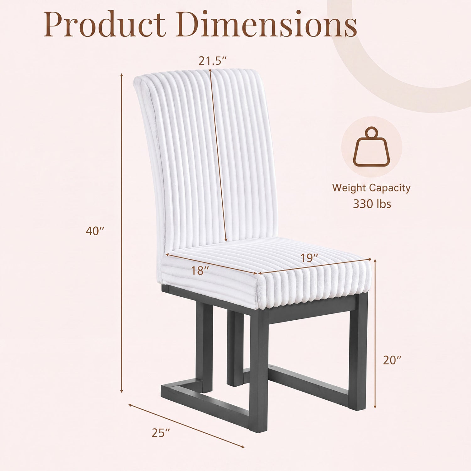 Upholstered dining chair DirectDeals white ribbed fabric with rubber wood legs on Tampa Home & Garden Store