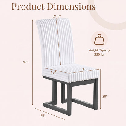 Upholstered dining chair DirectDeals white ribbed fabric with rubber wood legs on Tampa Home & Garden Store