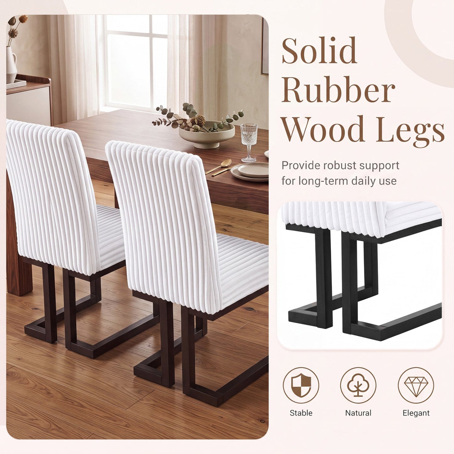 Upholstered dining chairs set of 4 with rubber wood legs in white fabric DirectDeals on Tampa Home & Garden Store