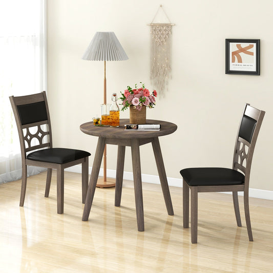 Juego de 2 sillas de comedor tapizadas con respaldo y asiento acolchados - Gris