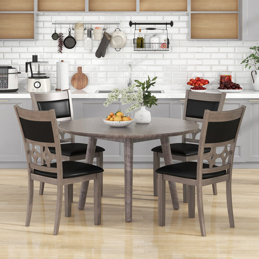 Juego de 2 sillas de comedor tapizadas con respaldo y asiento acolchados - Gris