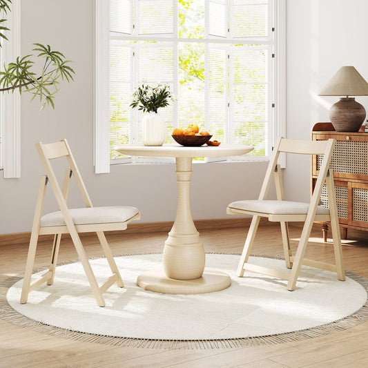 Folding Upholstered Dining Chair Set of 4 with Curved Backrest-Beige - Tampa Home & Garden Store