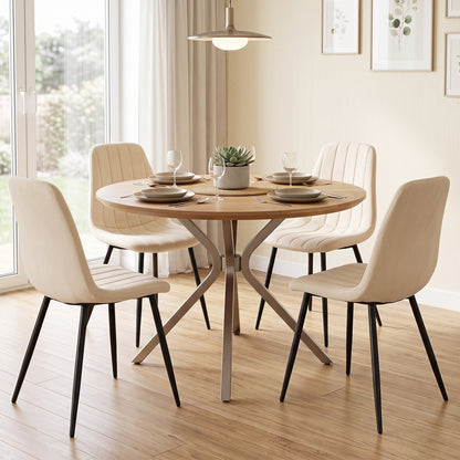 Upholstered dining chairs set of 4 in beige with black metal legs on Tampa Home & Garden Store