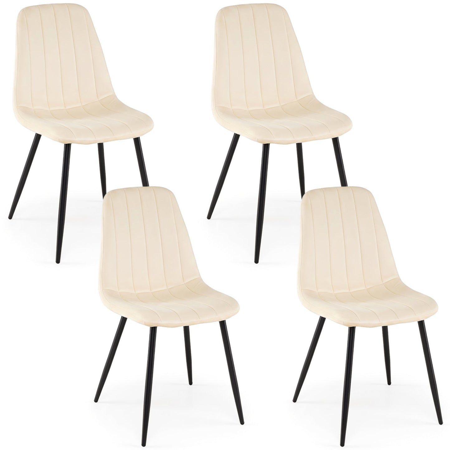Upholstered dining chairs set of 4 with cream fabric and black metal legs on Tampa Home & Garden Store