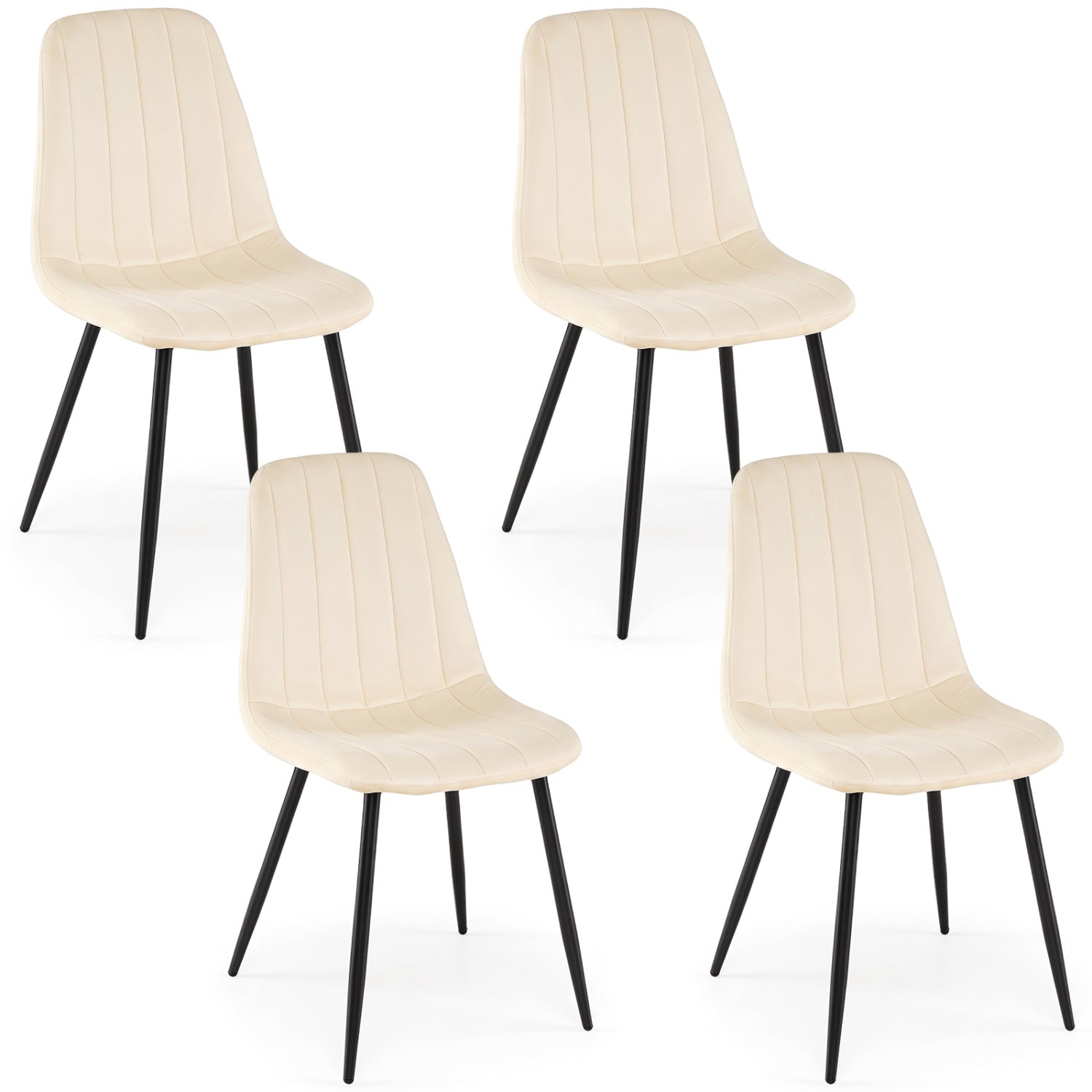 Upholstered dining chairs set of 4 with cream fabric and black metal legs on Tampa Home & Garden Store