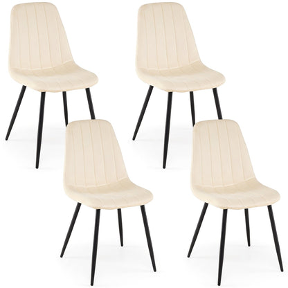 Upholstered dining chairs set of 4 with cream fabric and black metal legs on Tampa Home & Garden Store