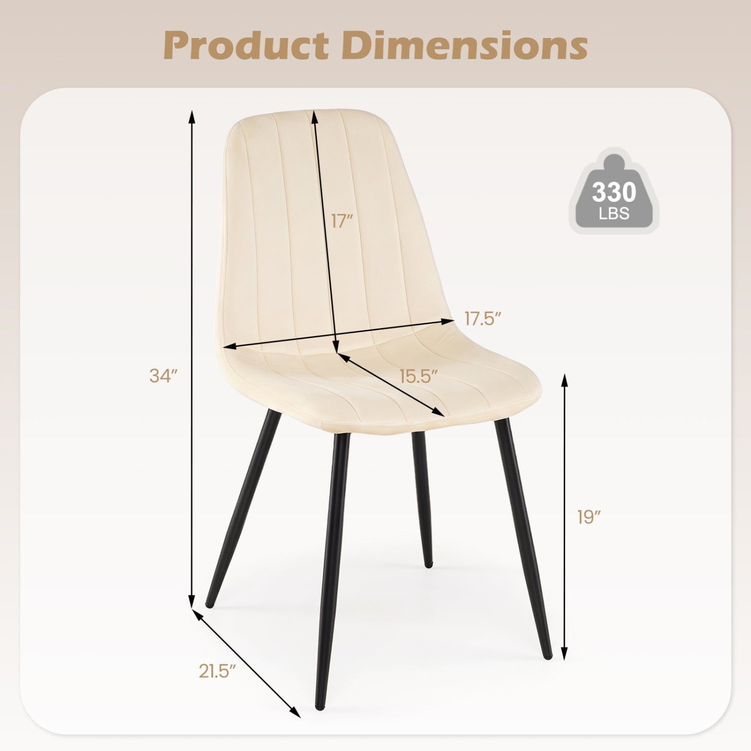 Upholstered dining chairs DirectDeals beige fabric with black metal legs set of 4 on Tampa Home & Garden Store