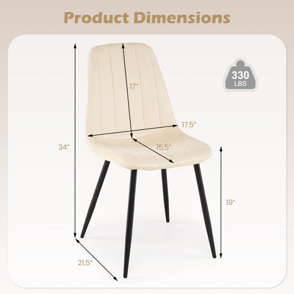 Upholstered dining chairs DirectDeals beige fabric with black metal legs set of 4 on Tampa Home & Garden Store
