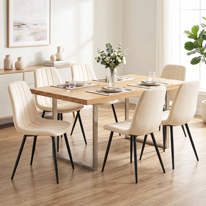 Upholstered Dining Chairs set of 4 with black metal legs in beige fabric DirectDeals on Tampa Home & Garden Store