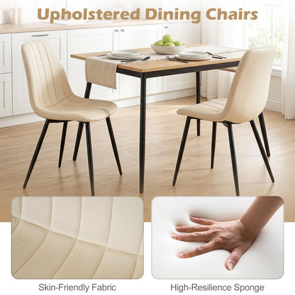 DirectDeals Upholstered Dining Chairs, cream fabric with black metal legs, set of 4 on Tampa Home & Garden Store