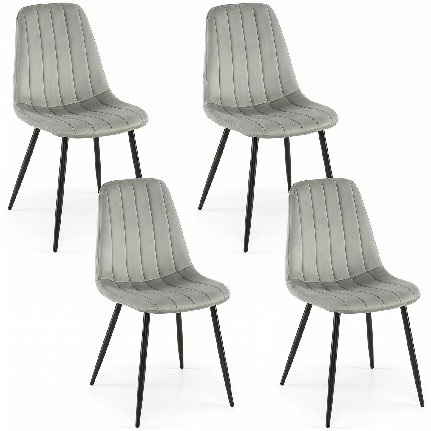 Upholstered dining chairs set of 4 with gray fabric and black metal legs DirectDeals on Tampa Home & Garden Store