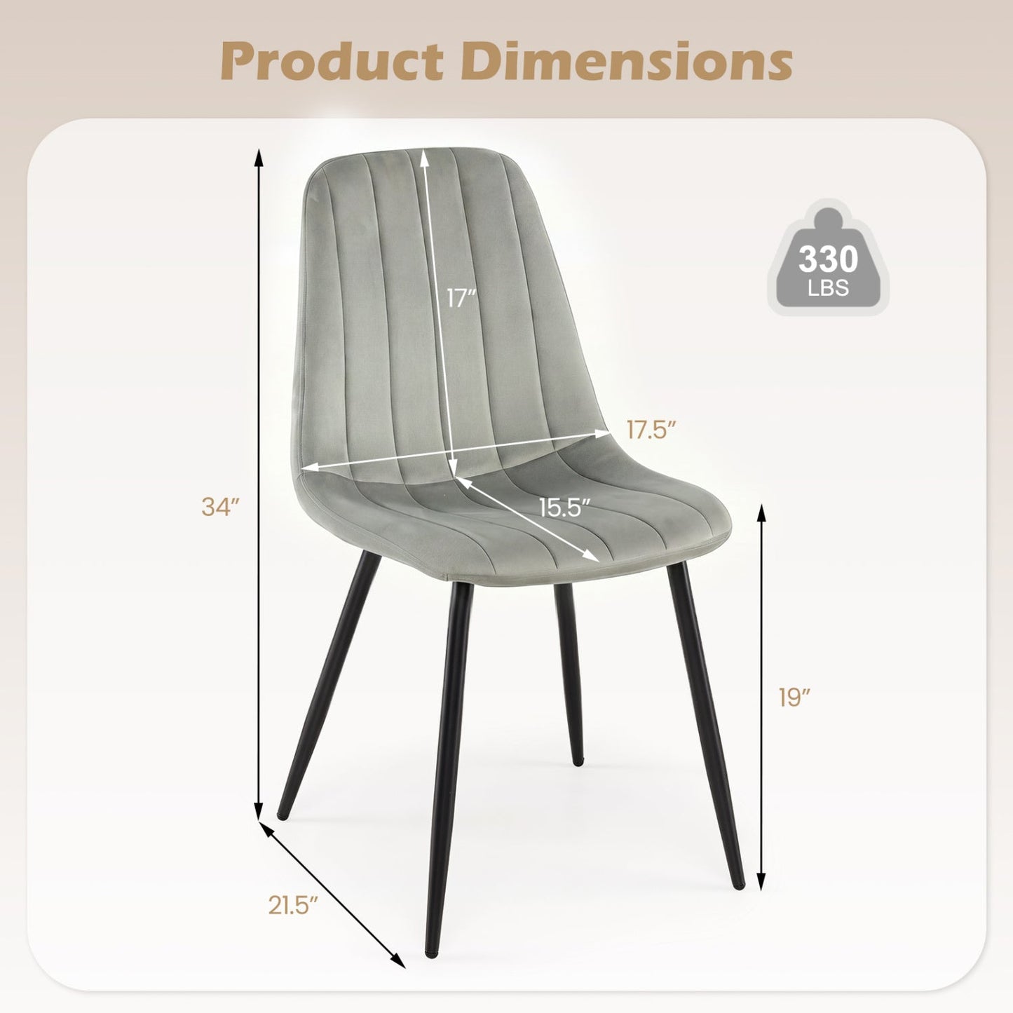 Upholstered Dining Chairs, set of 4, DirectDeals, gray fabric with black metal legs on Tampa Home & Garden Store