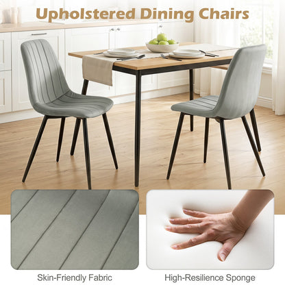 DirectDeals Upholstered Dining Chairs set of 4 with black metal legs in light grey fabric on Tampa Home & Garden Store