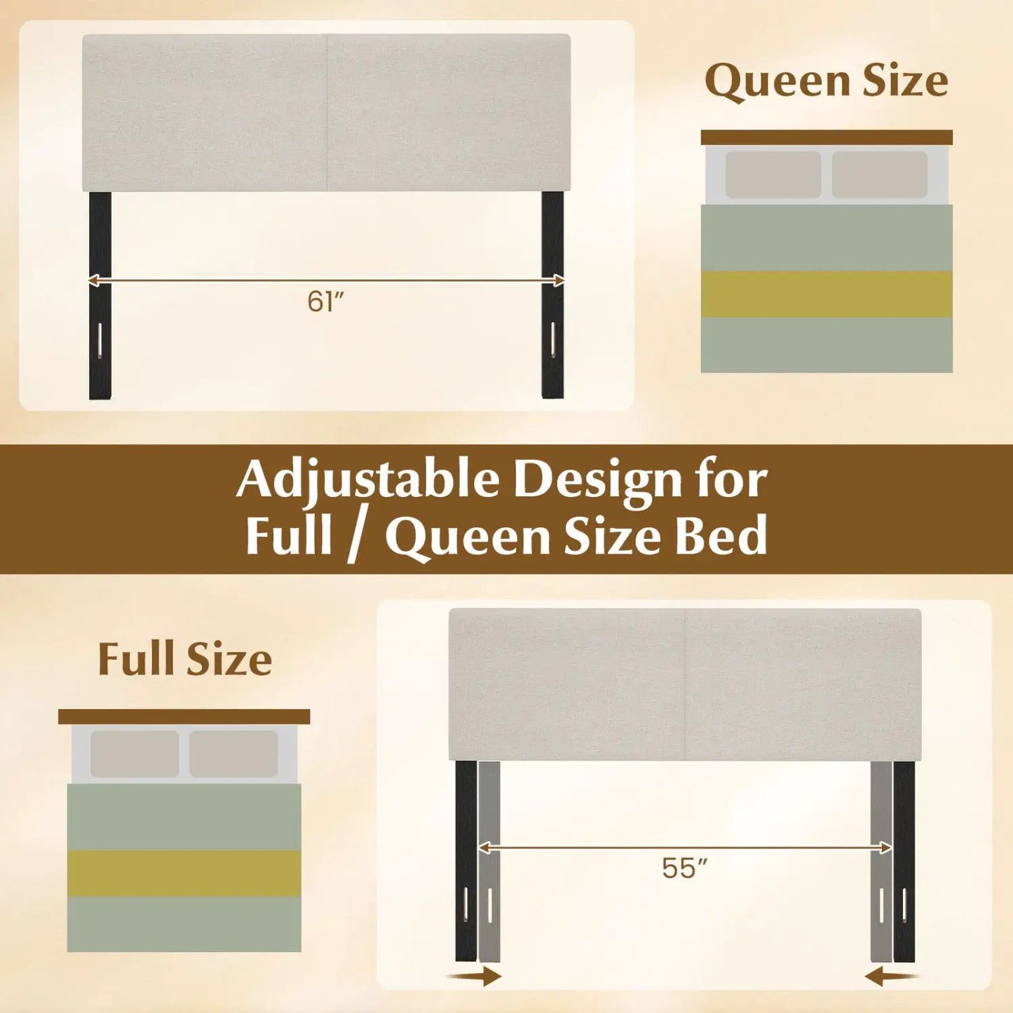 Upholstered Headboard for Queen and Full Bed