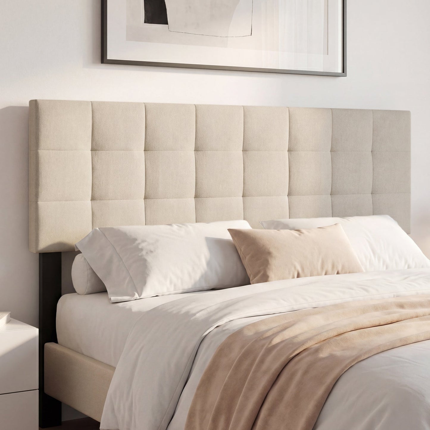 Upholstered Queen Headboard With Adjustable Legs