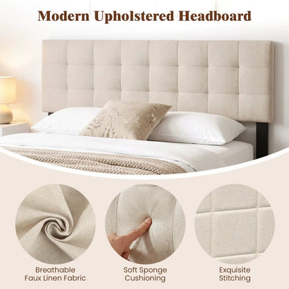 Upholstered Queen Headboard With Adjustable Legs