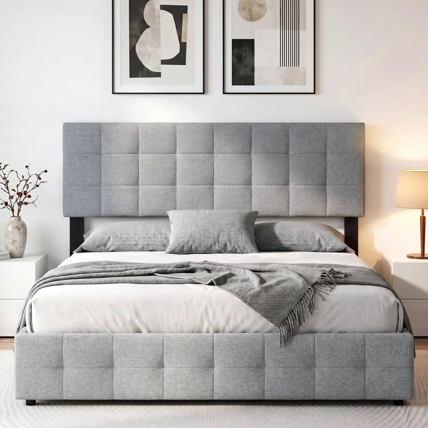 Upholstered Queen Headboard With Adjustable Legs