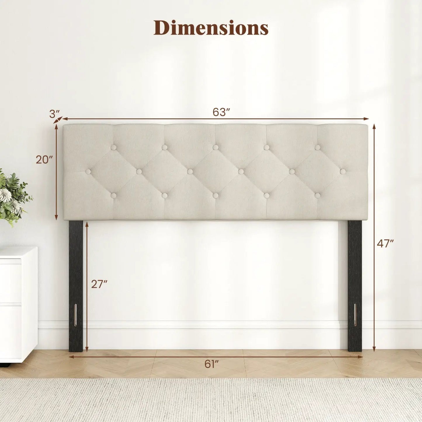 Upholstered Tufted Headboard Queen Full Size