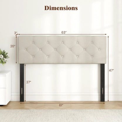 Upholstered Tufted Headboard Queen Full Size