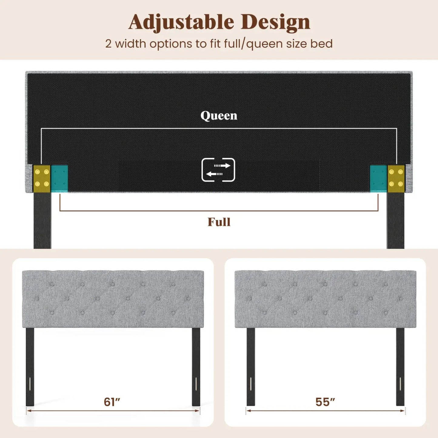 Upholstered Tufted Headboard Queen Full Size