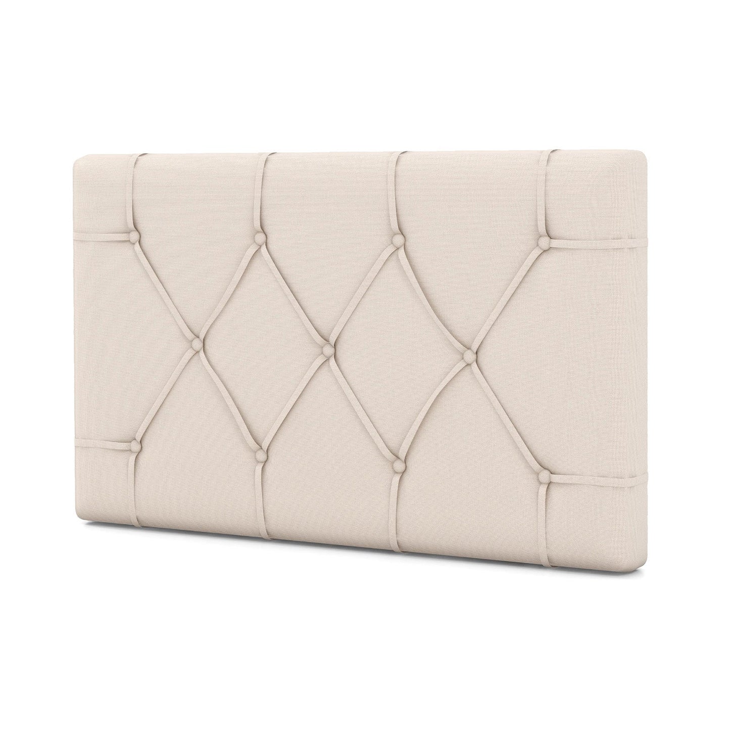 Cabecero tapizado para cama individual con tapicería de tela - Beige