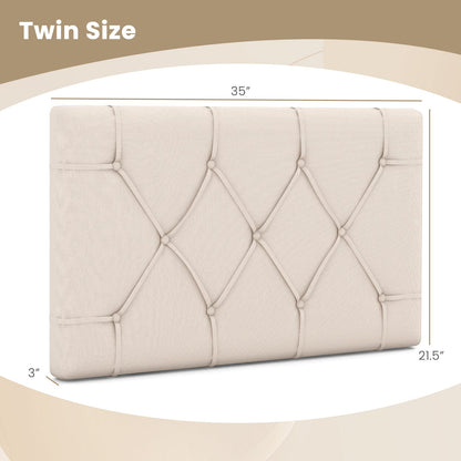 Cabecero tapizado para cama individual con tapicería de tela - Beige