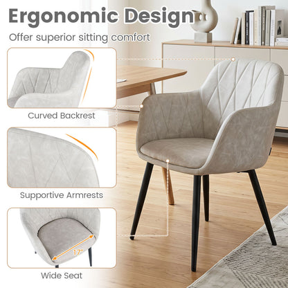Upholstered dining chairs set of 2 by DirectDeals, curved back, grey fabric, cushioned seat on Tampa Home & Garden Store