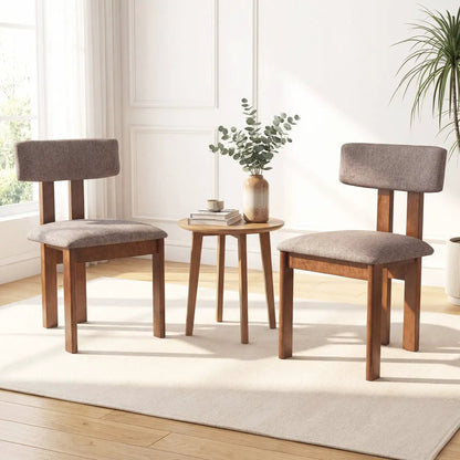 Upholstered Rubber Wood Dining Chairs Set of 2