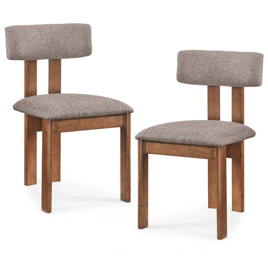 Upholstered dining chairs set of 2 with curved backrests, brown fabric and rubberwood legs on Tampa Home & Garden Store
