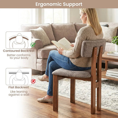 Upholstered Rubber Wood Dining Chairs Set of 2