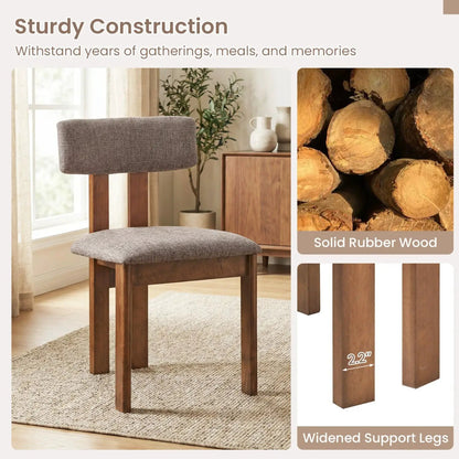 Upholstered Rubber Wood Dining Chairs Set of 2