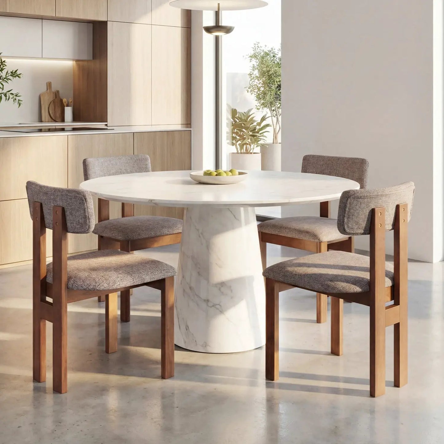 Upholstered Rubber Wood Dining Chairs Set of 4