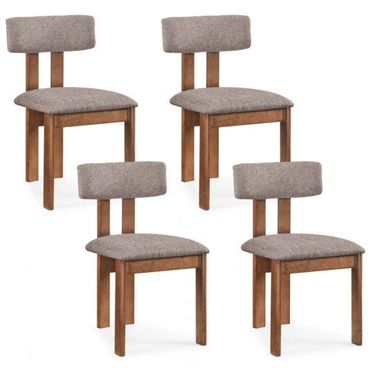 DirectDeals upholstered rubber wood dining chairs set of 4 with curved taupe fabric on Tampa Home & Garden Store