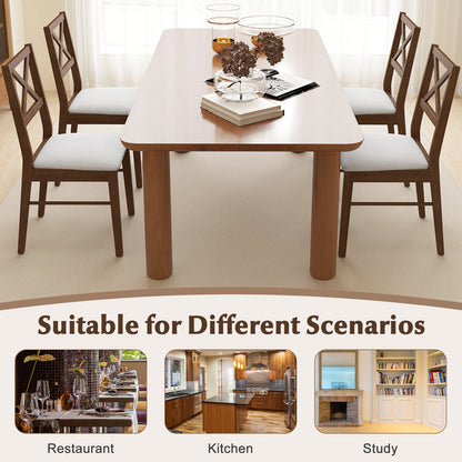 Upholstered Side Dining Chairs Set of 2 with Rubber Wood Frame-Brown