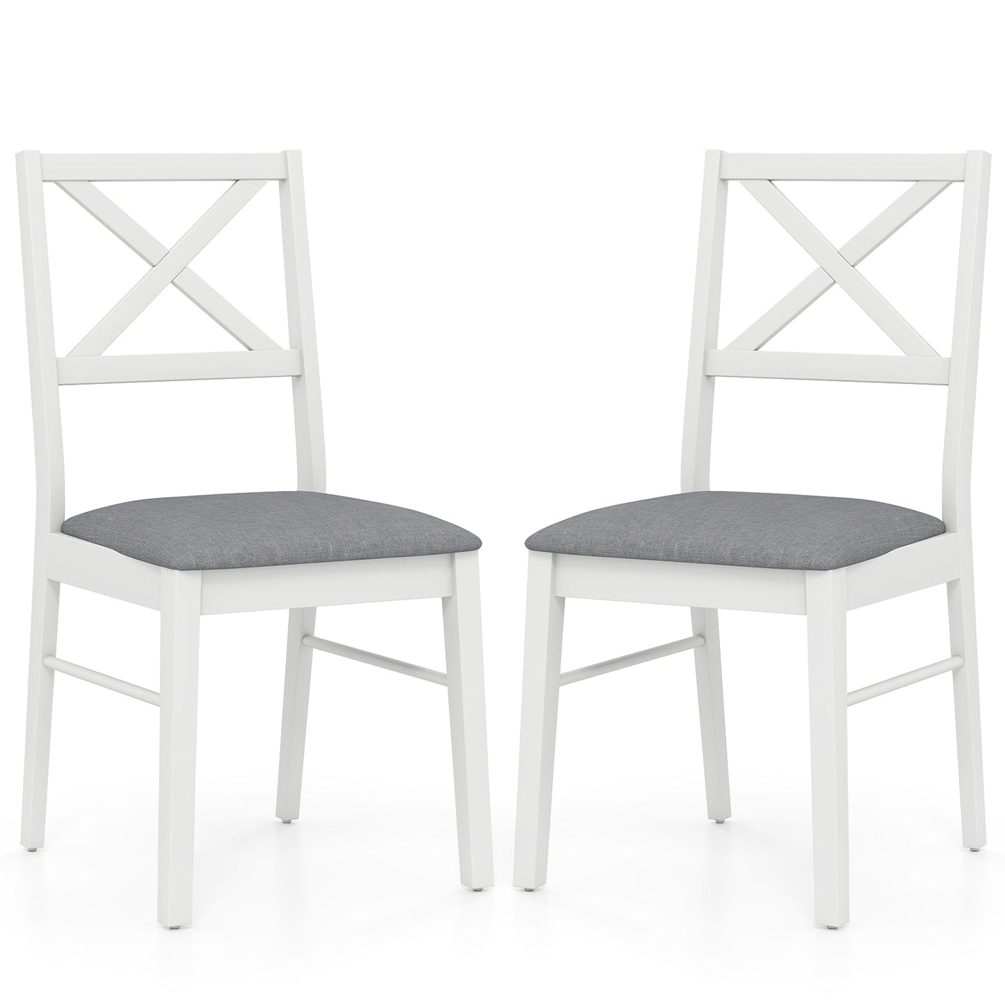 Upholstered Side Dining Chairs Set of 2 with Rubber Wood Frame-Brown