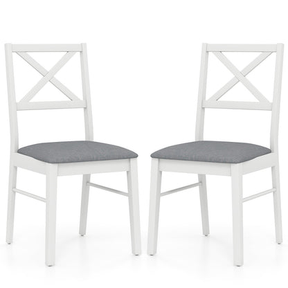 Upholstered Side Dining Chairs Set of 2 with Rubber Wood Frame-Brown