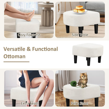 Sillón club de terciopelo Teddy tapizado con otomana y reposapiés - Beige