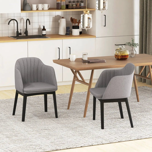 Velvet upholstered dining chairs grey set of 2 with curved back and black legs on Tampa Home & Garden Store