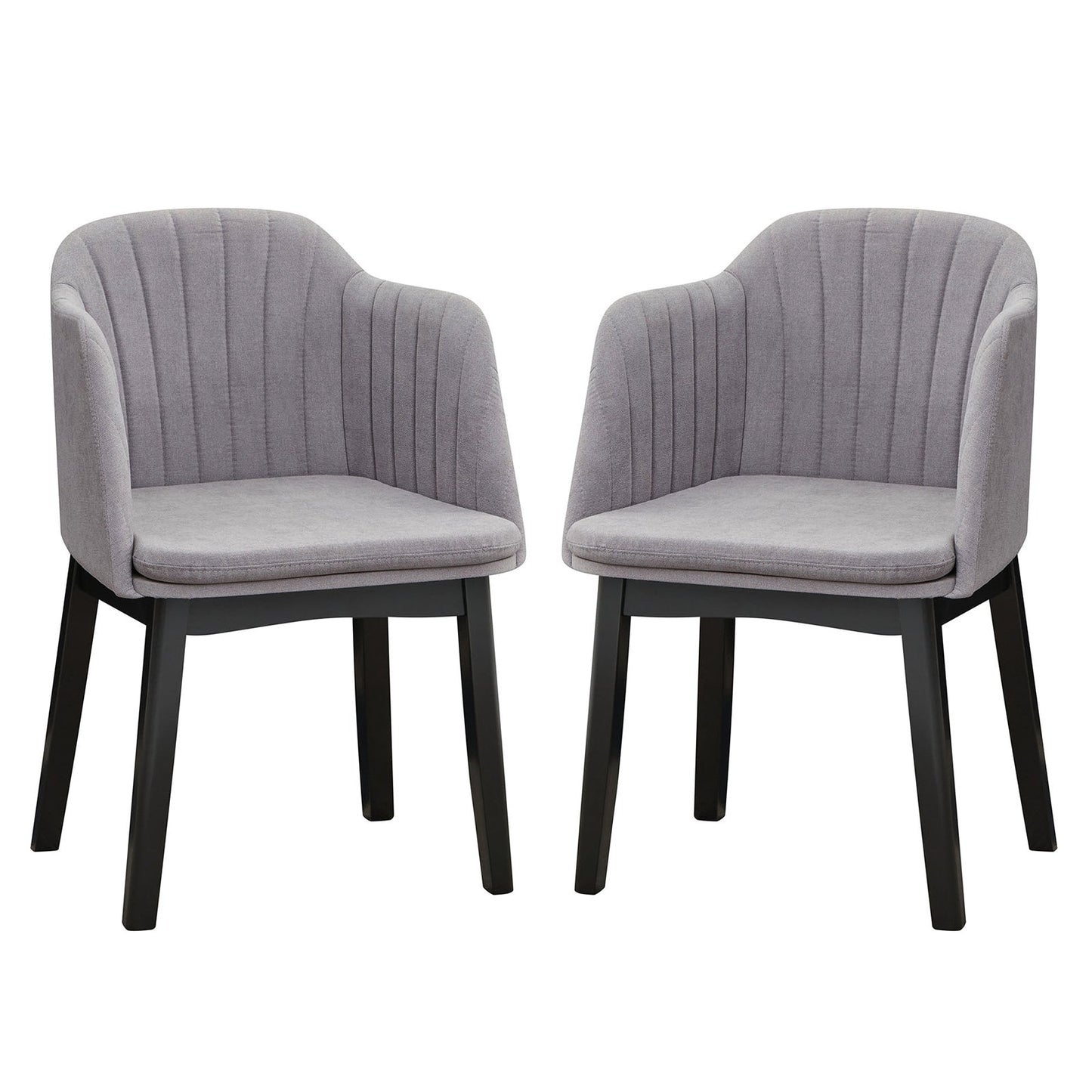 Juego de 2 sillas de comedor modernas tapizadas en terciopelo con respaldo curvo - Gris