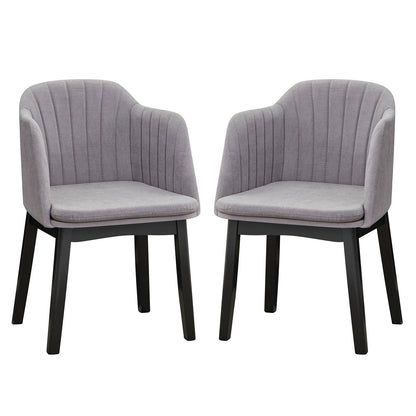Juego de 2 sillas de comedor modernas tapizadas en terciopelo con respaldo curvo - Gris