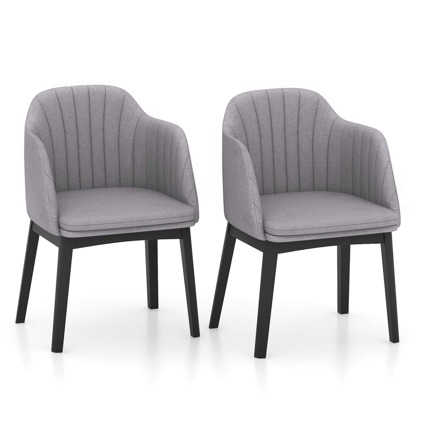 Juego de 2 sillas de comedor modernas tapizadas en terciopelo con respaldo curvo - Gris