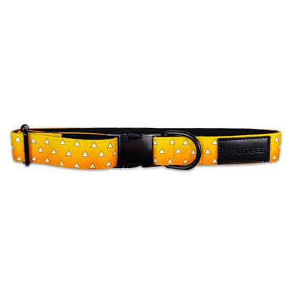 Urokomon Collar yellow strap with white triangles, black buckle; WOLFDOGE branding on Tampa Home & Garden Store