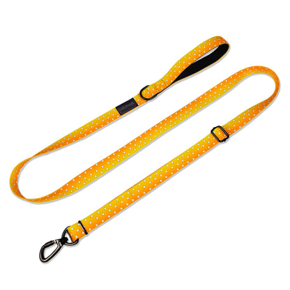 Urokomon Leash by WOLFDOGE orange leash with white triangle print and black metal clip on Tampa Home & Garden Store