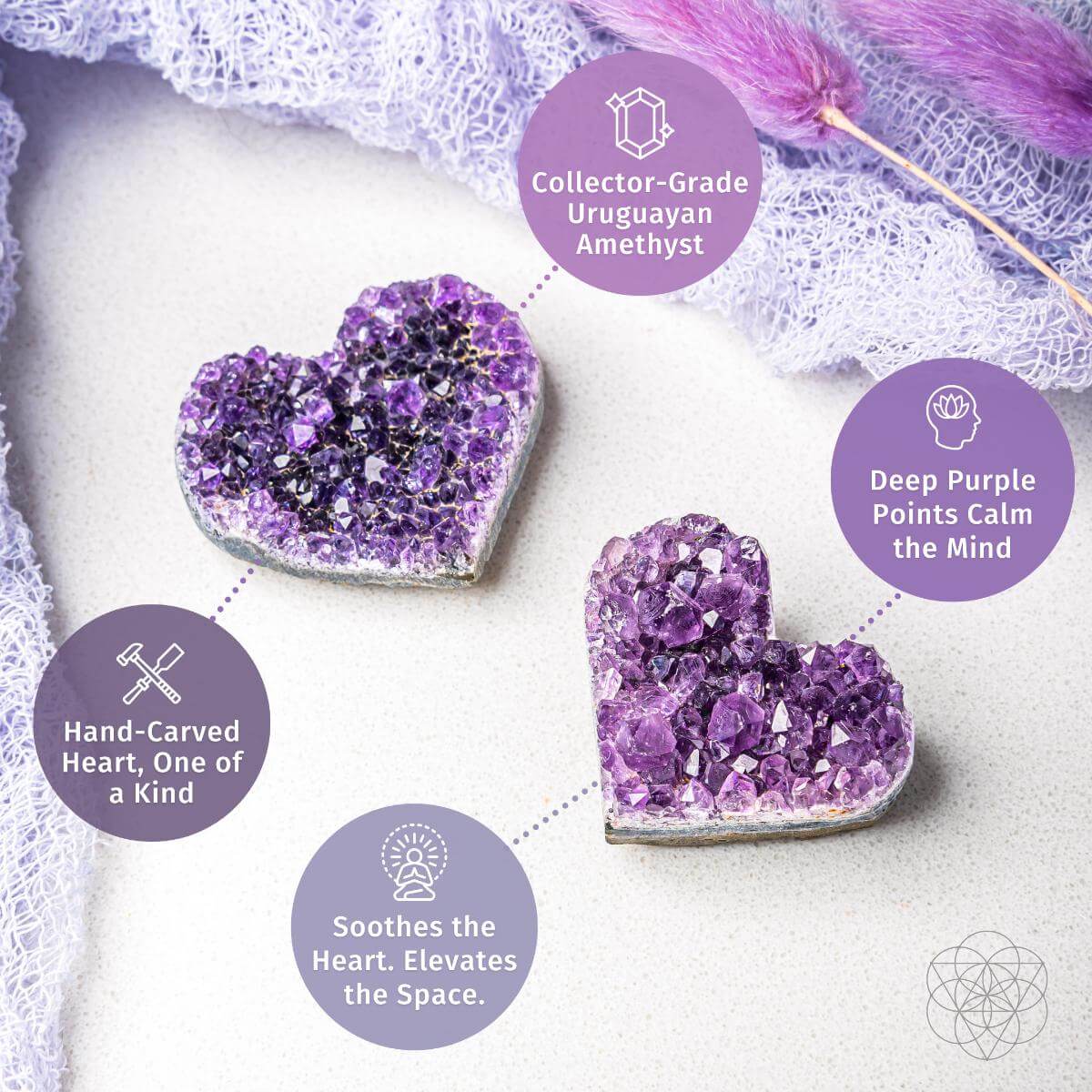 Uruguayan Amethyst Love Heart Cluster - AAA Premium Quality - Tampa Home & Garden Store
