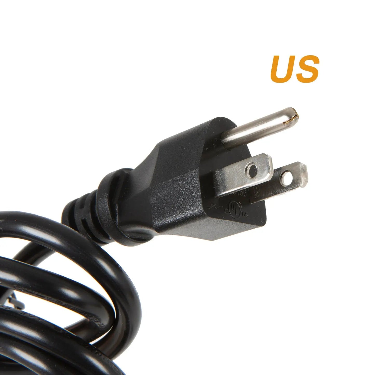 EUNORAU US/CA charger plug with two flat blades and black cord on Tampa Home & Garden Store